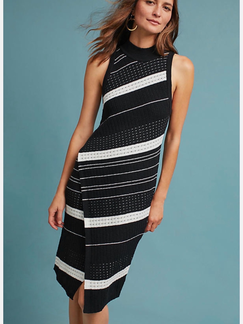 Anthropologie Moth Velda Asymmetrical Turtleneck Midi Sweater Dress, size M